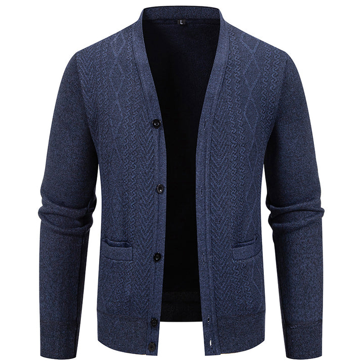Herren klassische Strickjacke mit strukturiertem Design und praktischen Taschen Drune