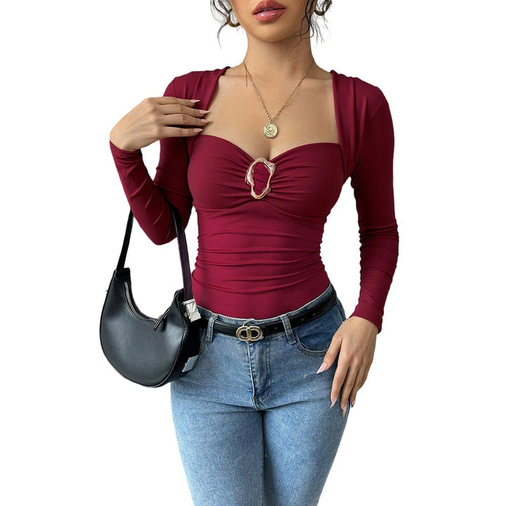 Damen figurbetonter Body mit elegantem Herz-Ausschnitt und Drapierungsdetails Drune