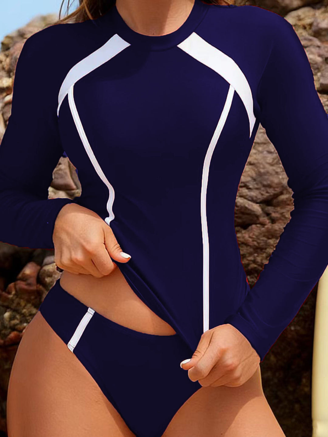 Damen Sportlicher Rashguard mit Langarm und Modernen Akzenten Drune