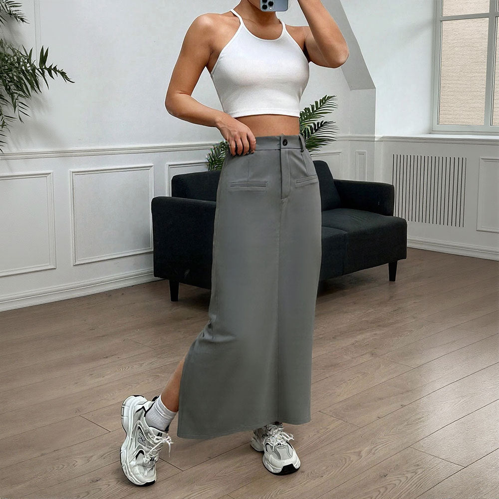 Damen langer Rock mit seitlichem Schlitz Drune