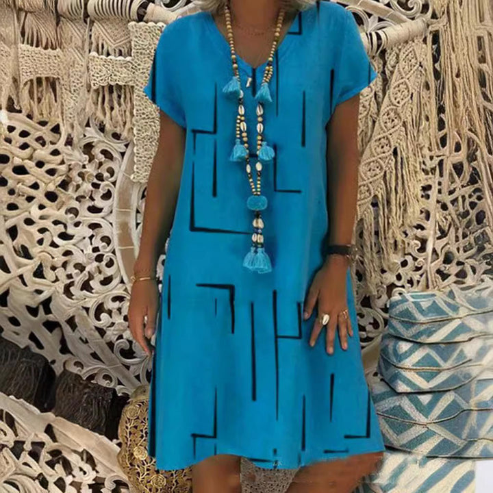 Damen Freizeitkleid aus Leinen mit minimalistischem Druck Drune
