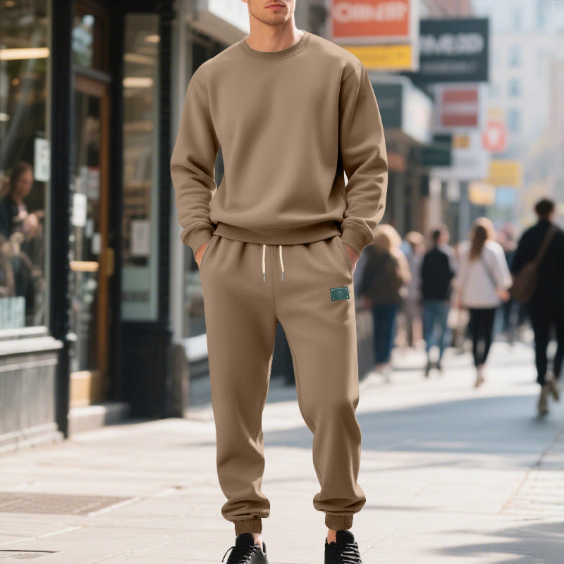 Herren lässiger Freizeitanzug mit weichem Fleece und elastischem Bund Drune