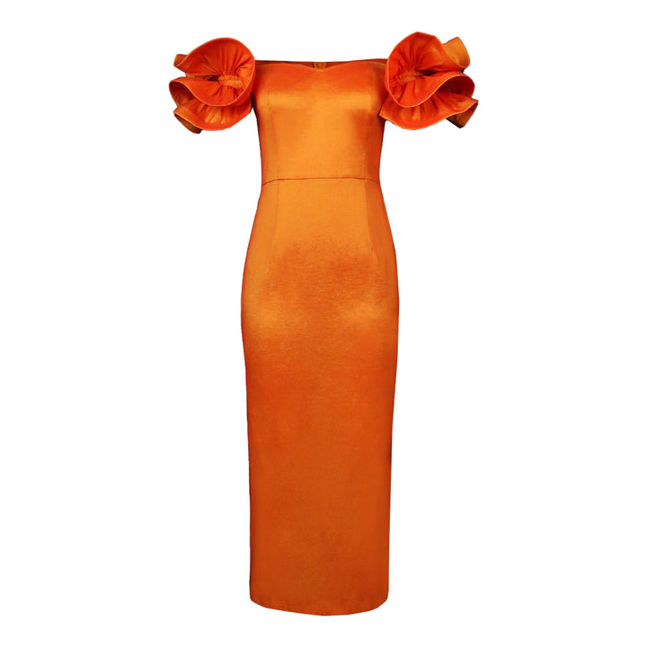Damen Figurnahes Spitzenkleid mit voluminösen Rüschensäumen Drune