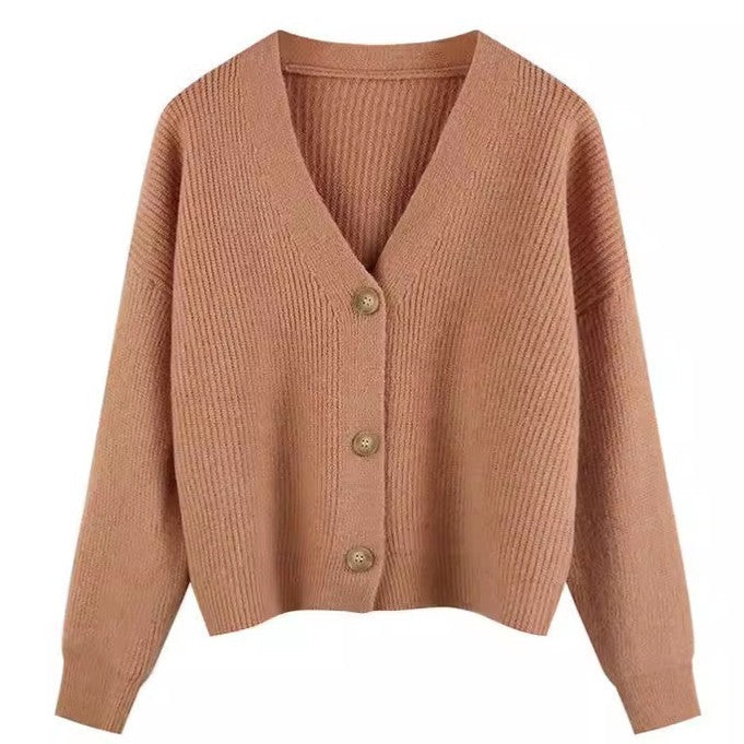 Damen Strickjacke mit V-Ausschnitt und hochwertigen Knopfdetails Drune