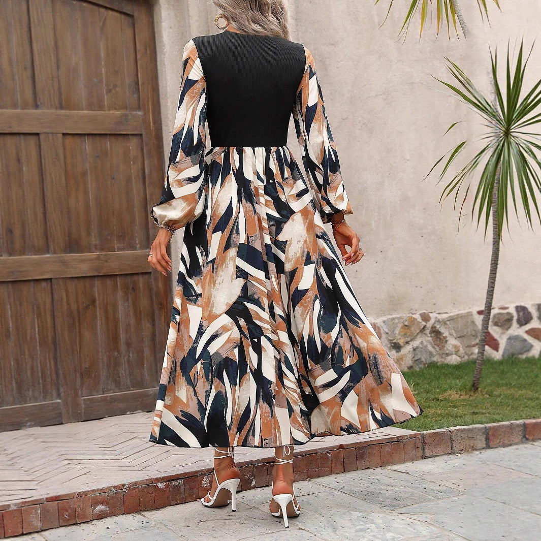 Damen Maxikleid mit farbenfrohem, grafischem Muster und elegantem Schnitt Drune