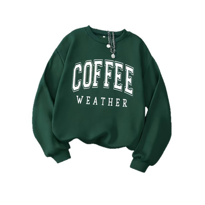 Damen Sweatshirt mit modischem Coffee Weather Aufdruck Drune