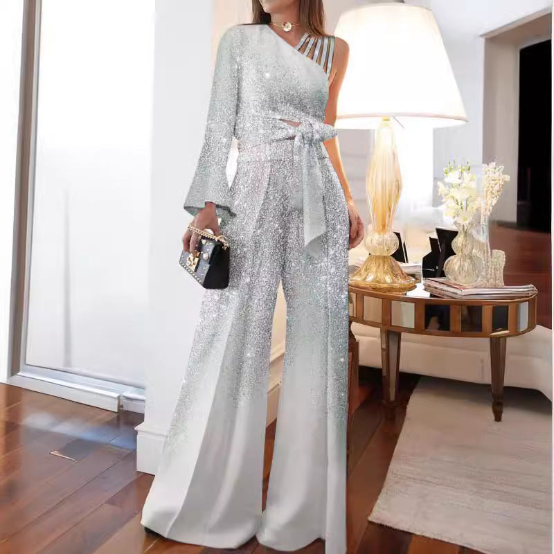 Drune | Off-Shoulder Weite Bein Hose Set