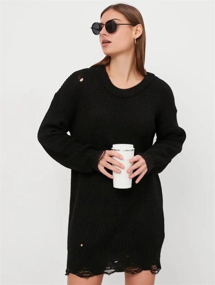 Damen modischer oversized Pullover mit lässigem Strukturmuster Drune
