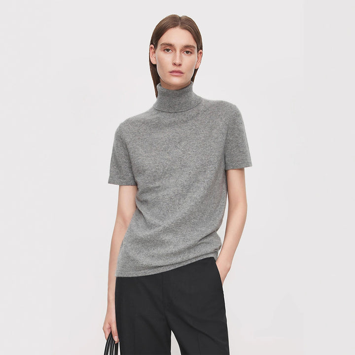 Damen elegantes und bequemes T-Shirt mit Stehkragen Drune