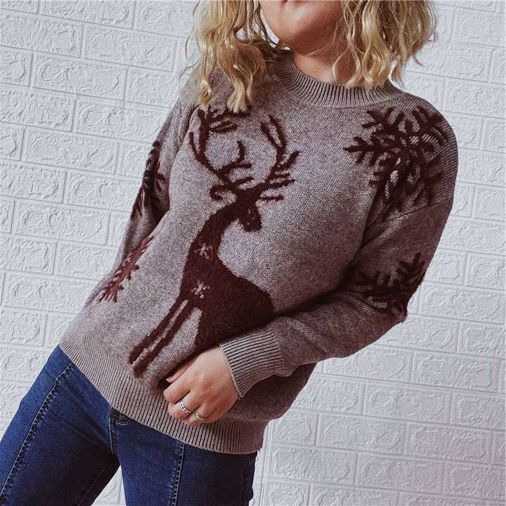Damen Weihnachtspullover mit festlichem Rentierdesign und hochwertiger Strickqualität Drune