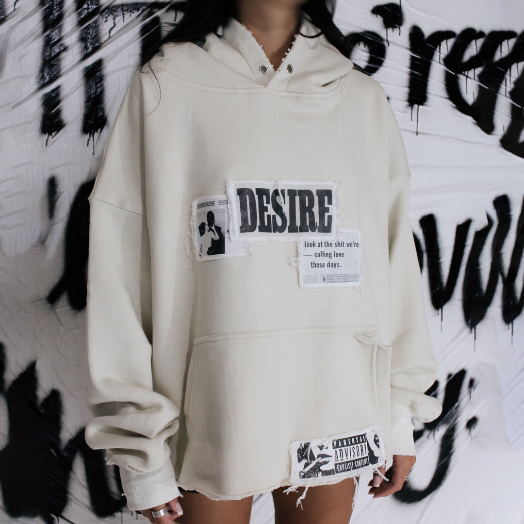 Damen Modischer Oversized Hoodie mit grafischem Print und Distressed-Details Drune