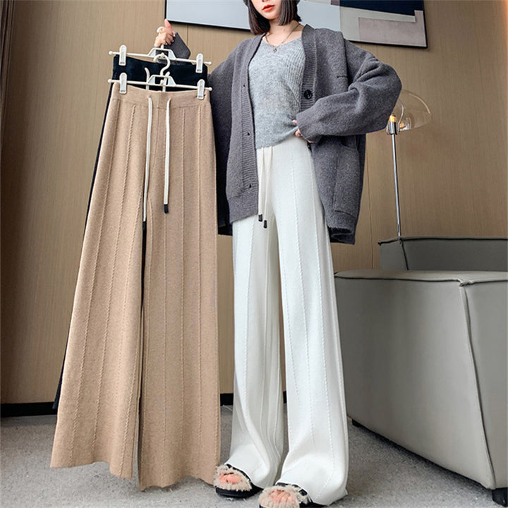 Damen Warme Palazzo-Hose mit elastischem Bund und seitlichen Taschen Drune