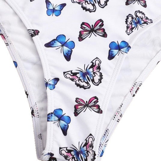 Damen Sportliches Bikini-Set mit verspieltem Schmetterlingsmuster Drune