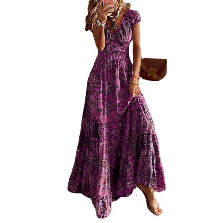 Damen Maxikleid mit Boho-Design und schwingendem Abschluss Drune
