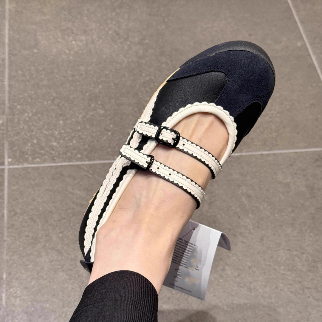 Damen Ballerinas mit verspieltem Riemendesign und hochwertiger Lederoberfläche Drune