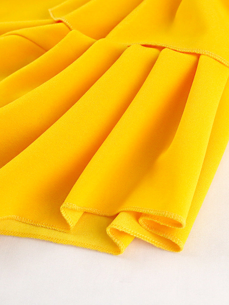 Damen Plissee Maxikleid mit asymmetrischem Träger und Rüschendetail Drune