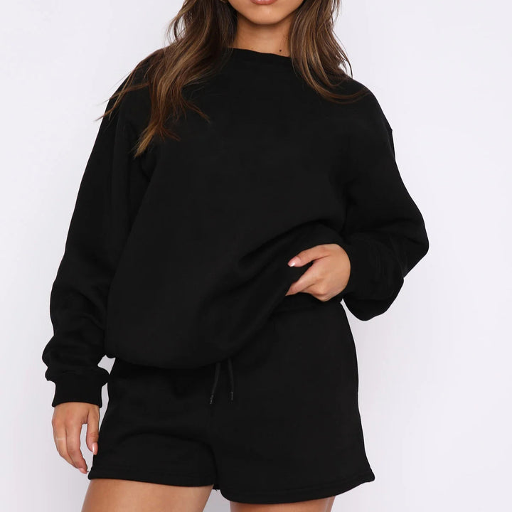Damen lässiges Sweatshirt-Sets mit Kurzshorts Drune