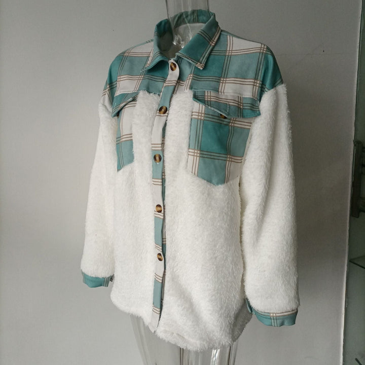 Drune | Druck Plüsch Patchwork Kontrastjacke