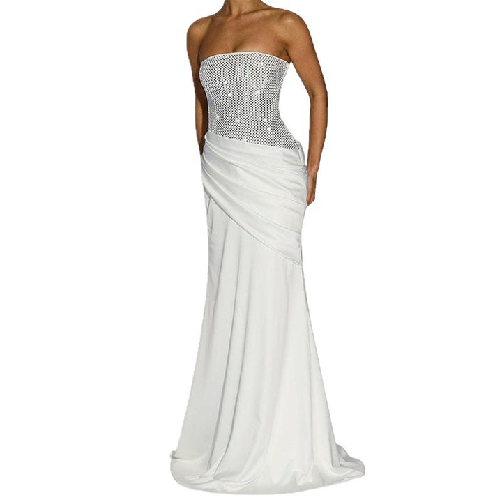 Damen Elegant Maxi-Kleid mit funkelndem Oberteil Drune