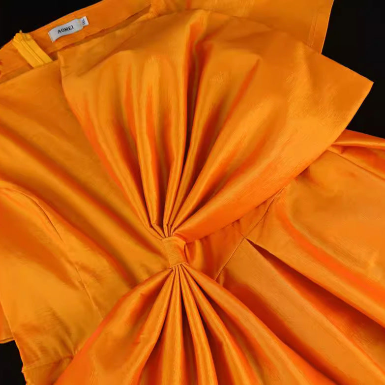 Damen Festliches Abendkleid mit asymmetrischem Ausschnitt und voluminösem Drapierungselement Drune