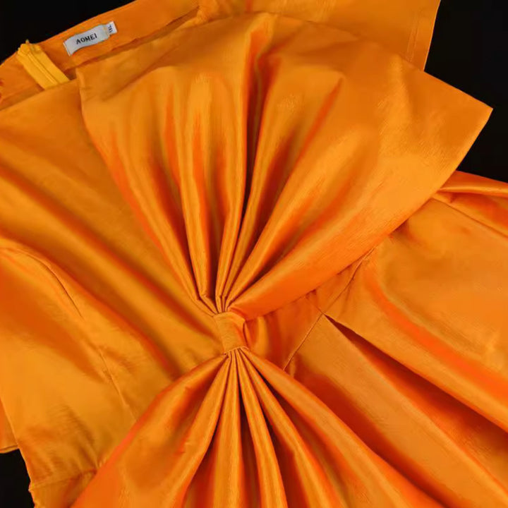 Damen Festliches Abendkleid mit asymmetrischem Ausschnitt und voluminösem Drapierungselement Drune