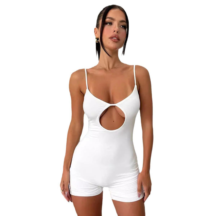 Damen figurbetonter Jumpsuit mit verführerischem Cut-Out und Spaghettiträgern Drune