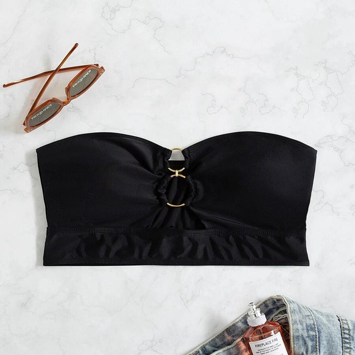 Damen Bandeau-Bikini-Oberteil mit raffiniertem Ringdetail Drune