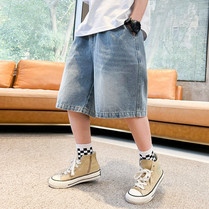 Jungen lässige Denim-Shorts mit kreativen Applikationen Drune