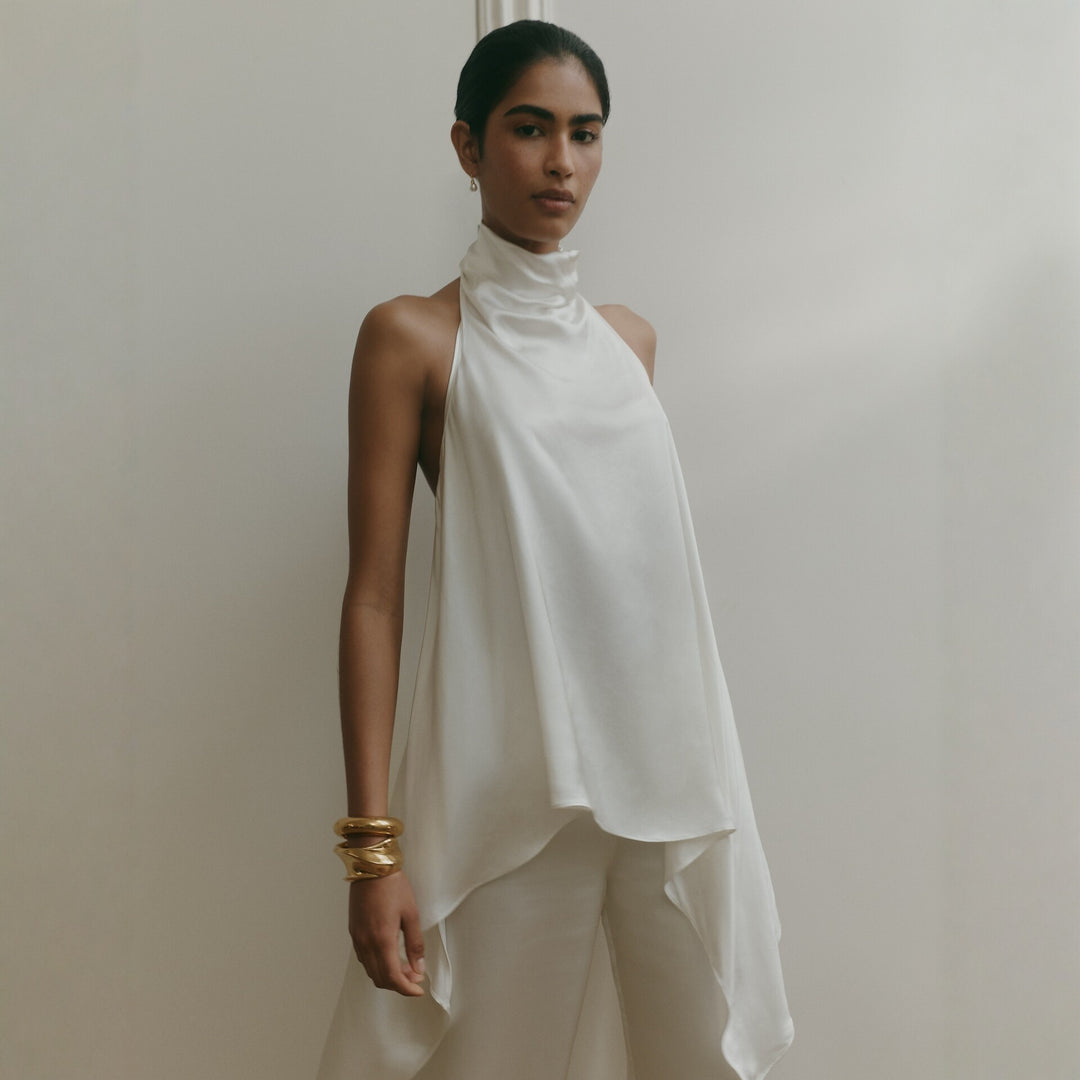 Damen elegantes satinierter Einteiler mit asymmetrischem Schnitt Drune