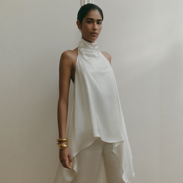 Damen elegantes satinierter Einteiler mit asymmetrischem Schnitt Drune