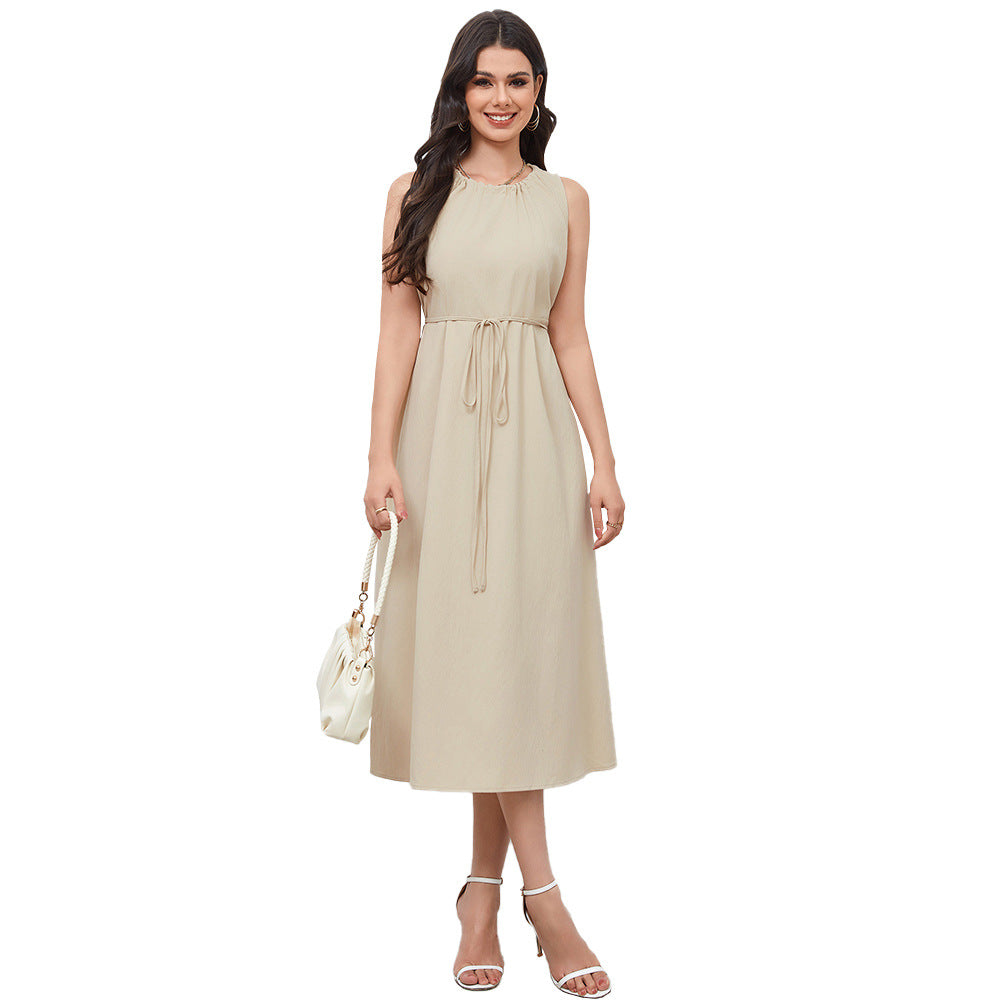 Damen Midikleid mit elegantem Kordelzug und schwingendem Saum Drune