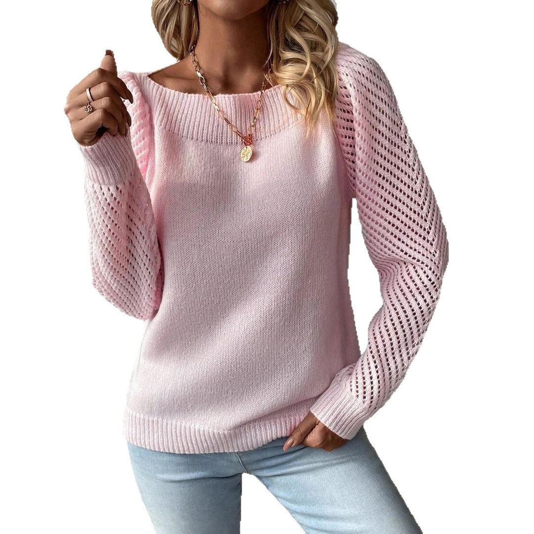 Damen Modischer Strickpullover mit ausgefallenem Netzdesign Drune