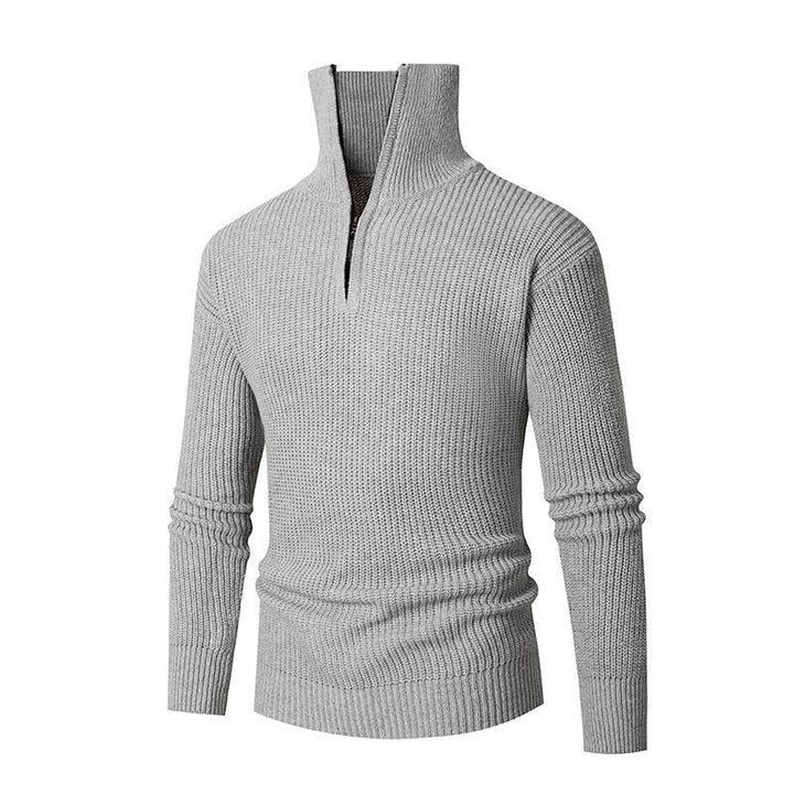 Herren nan strukturierter Halbzip-Pullover mit hohem Kragen, robuster Rippstruktur und elastischen Bündchen Drune