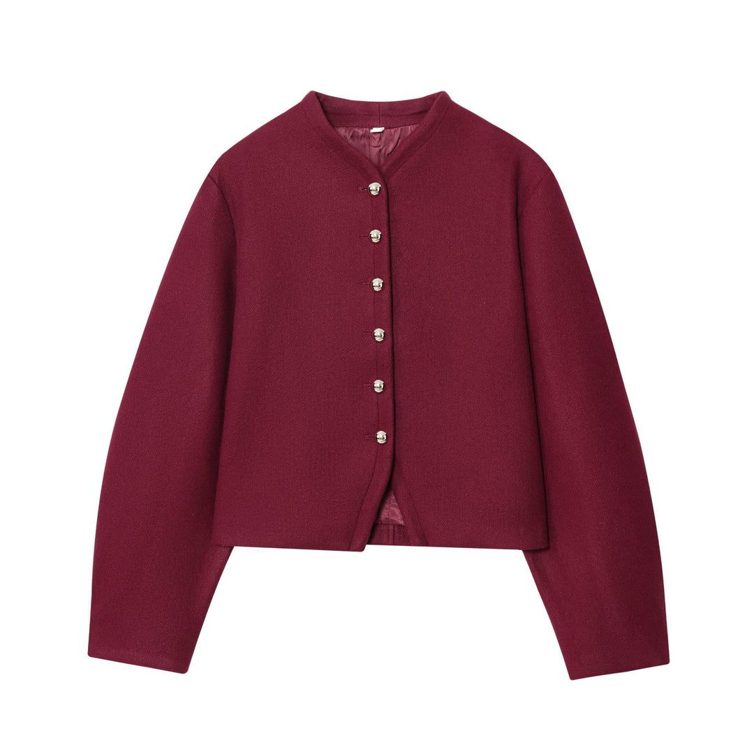 Damen elegante Wolljacke mit feinen Knopfdetails Drune
