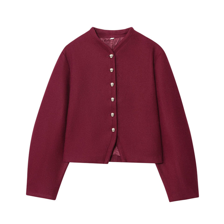 Damen elegante Wolljacke mit feinen Knopfdetails Drune