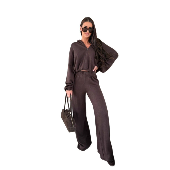 Damen komfortabler Pyjama-Anzug mit langem Bein und Kapuze Drune