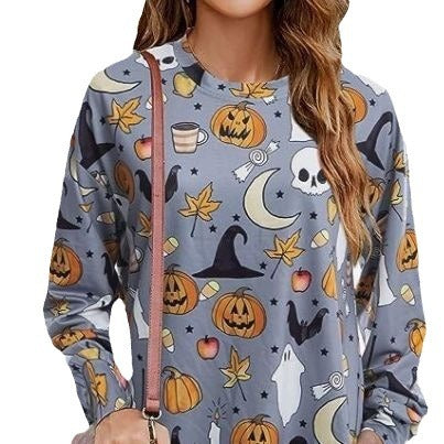 Damen Langarmshirt mit herbstlichem Motiv Drune