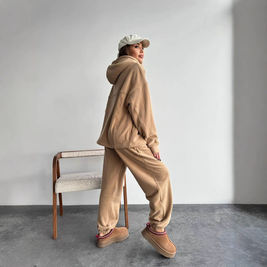 Damen gemütliches Fleece-Jogginganzug-Set Drune