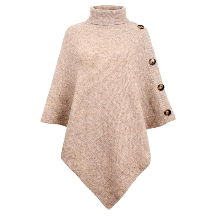 Damen eleganter Poncho mit Stehkragen und dekorativen Knöpfen Drune
