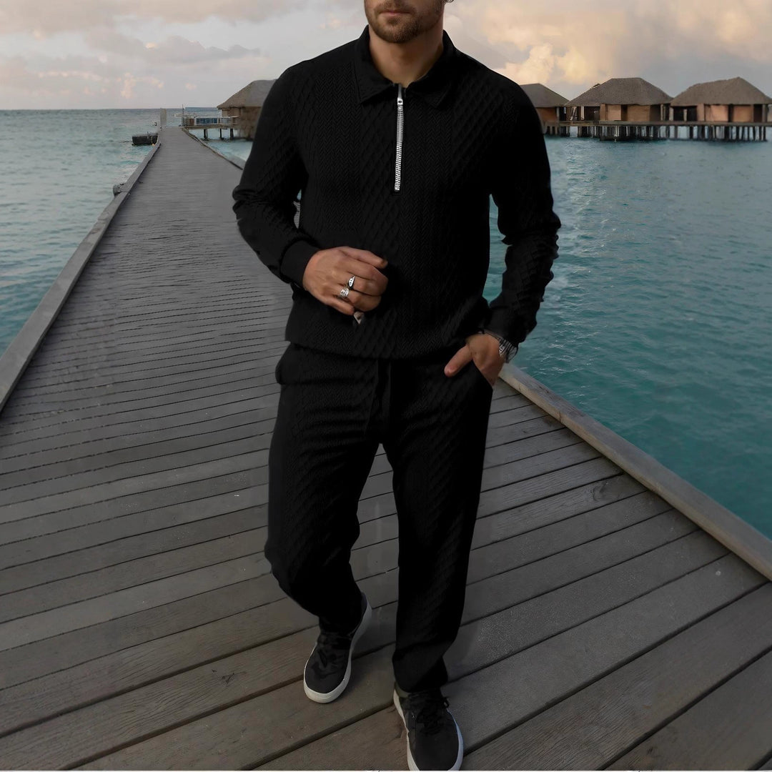 Herren Elegantes Strickanzug aus atmungsaktivem Material mit Stehkragen Drune