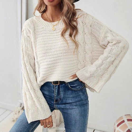 Damen Großer Strickpullover mit zeitloser Zopfmuster-Optik Drune