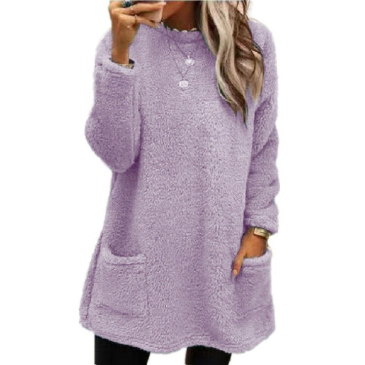 Damen Kuscheliger Fleece-Pullover mit weitem Schnitt und praktischen Taschen Drune