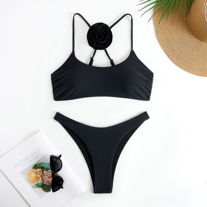 Damen Bikini-Set mit floralem Detail und hohem Beinausschnitt Drune
