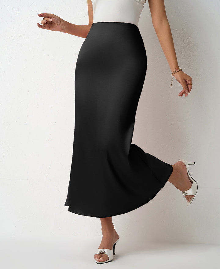 Damen Eleganter Maxirock mit fließendem Schnitt und hohem Bund Drune