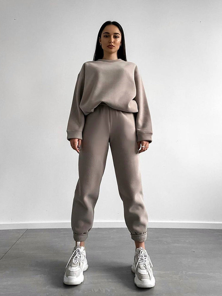 Damen gemütlicher Sweatanzug mit elastischem Bund und bequemer Passform Drune