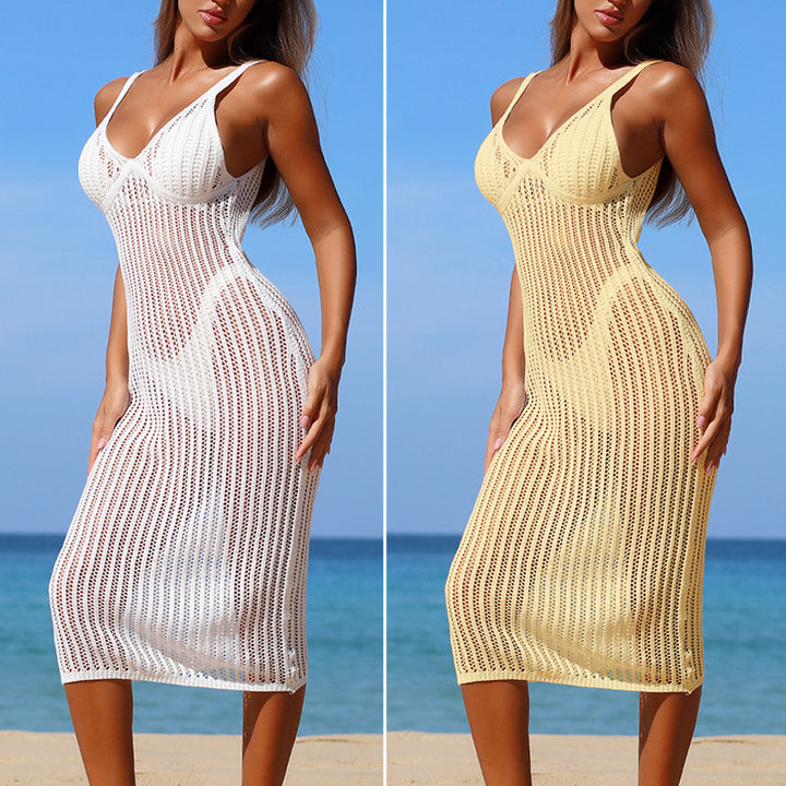 Damen Elegantes Häkelkleid mit figurbetontem Schnitt Drune
