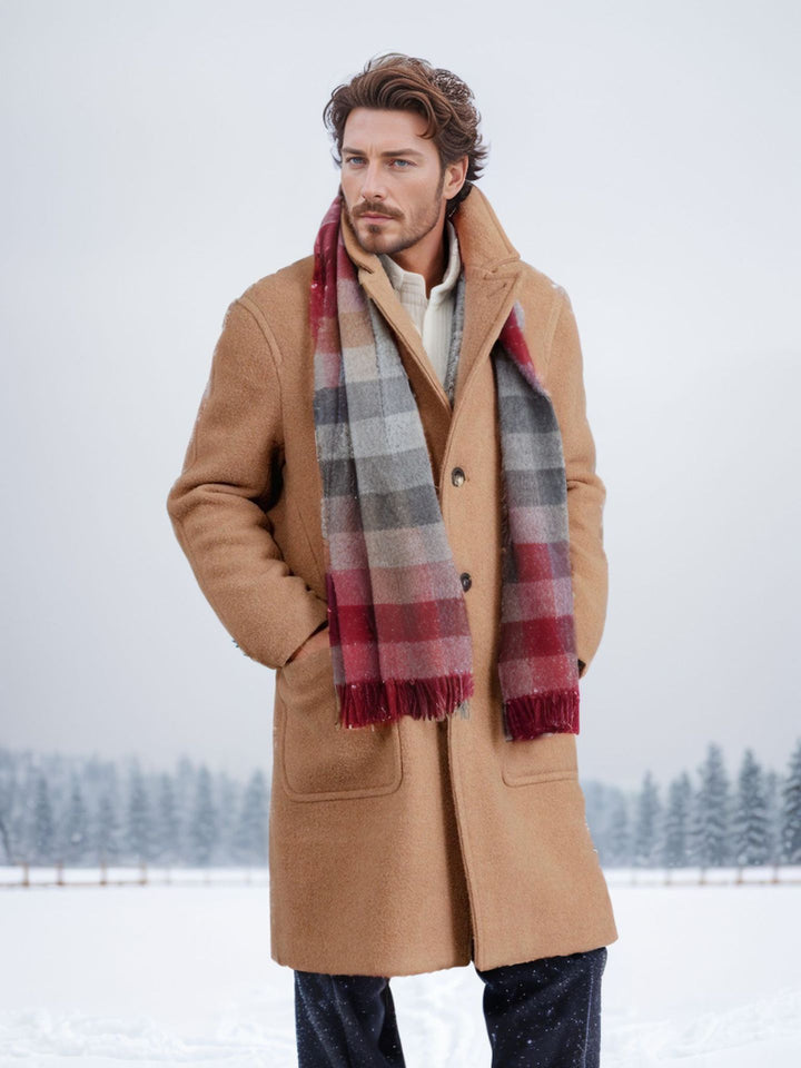 Herren eleganter Wollmantel mit doppelter Knopfreihe und praktischen Eingrifftaschen Drune