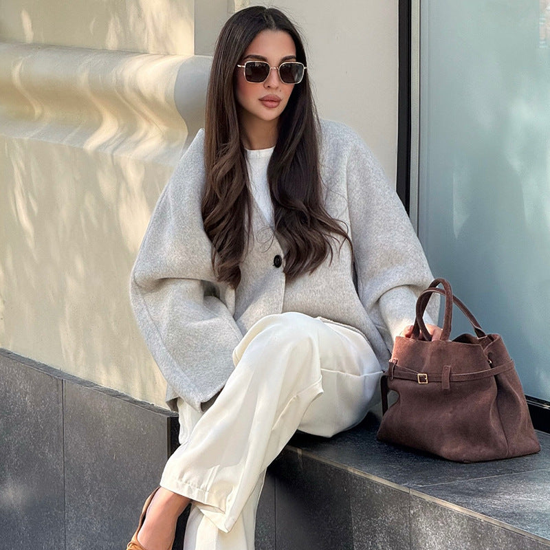 Damen Wolljacke mit großzügigem Schnitt Drune
