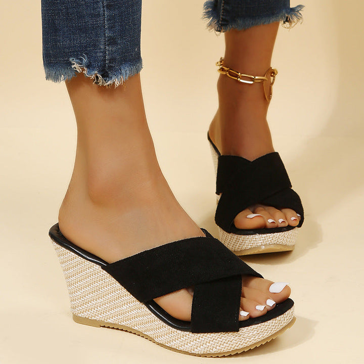 Damen Wedge-Sandalen mit elegantem Kreuzband und leichtem Fußbett Drune