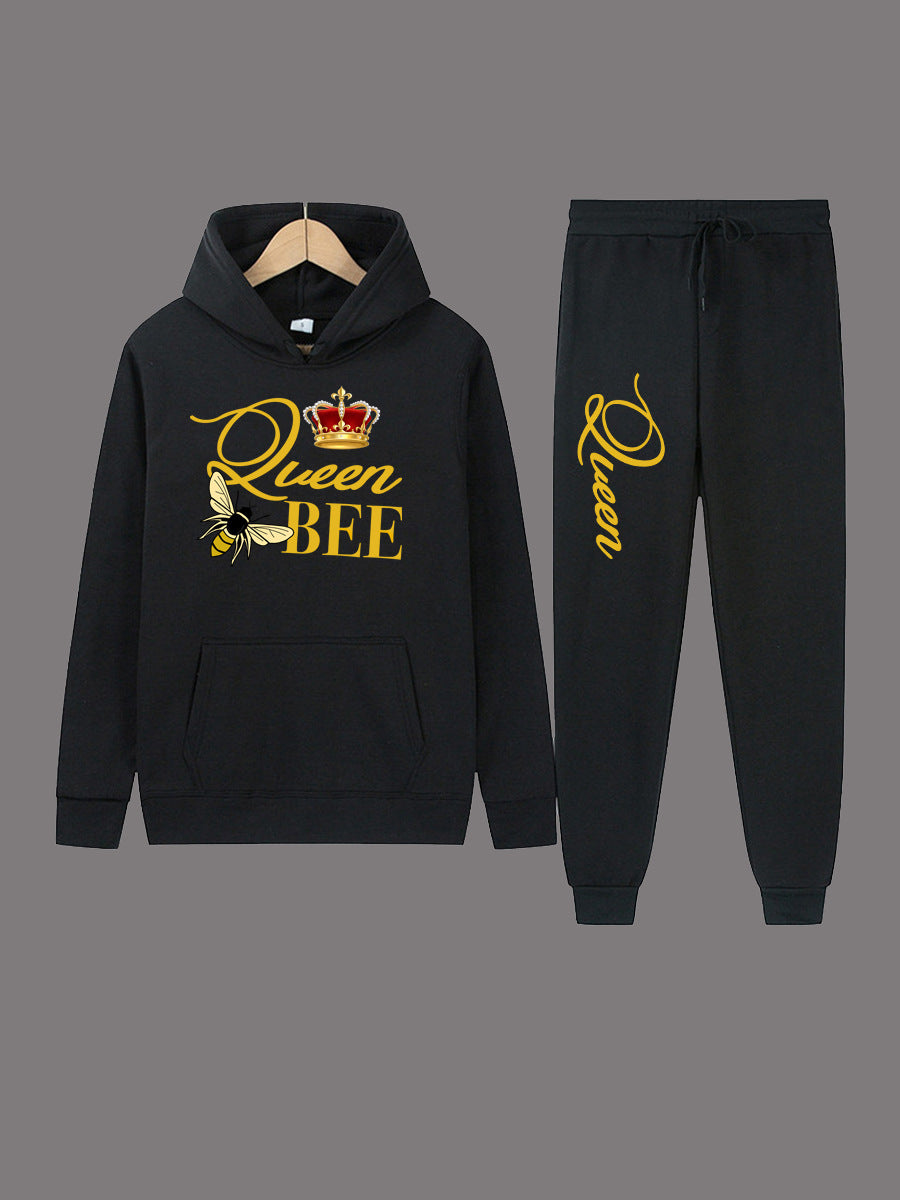 Damen Hoodie und Jogginghose Set mit kreativem "Queen Bee" Design Drune